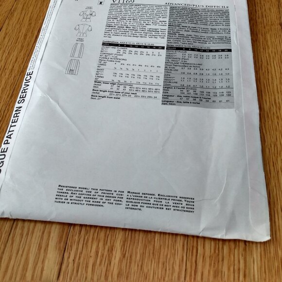Vogue 1169 Skirt & Jacket Sewing Pattern Plus Size 14-20 UNCUT FF Rebecca Taylor - Picture 9 of 12